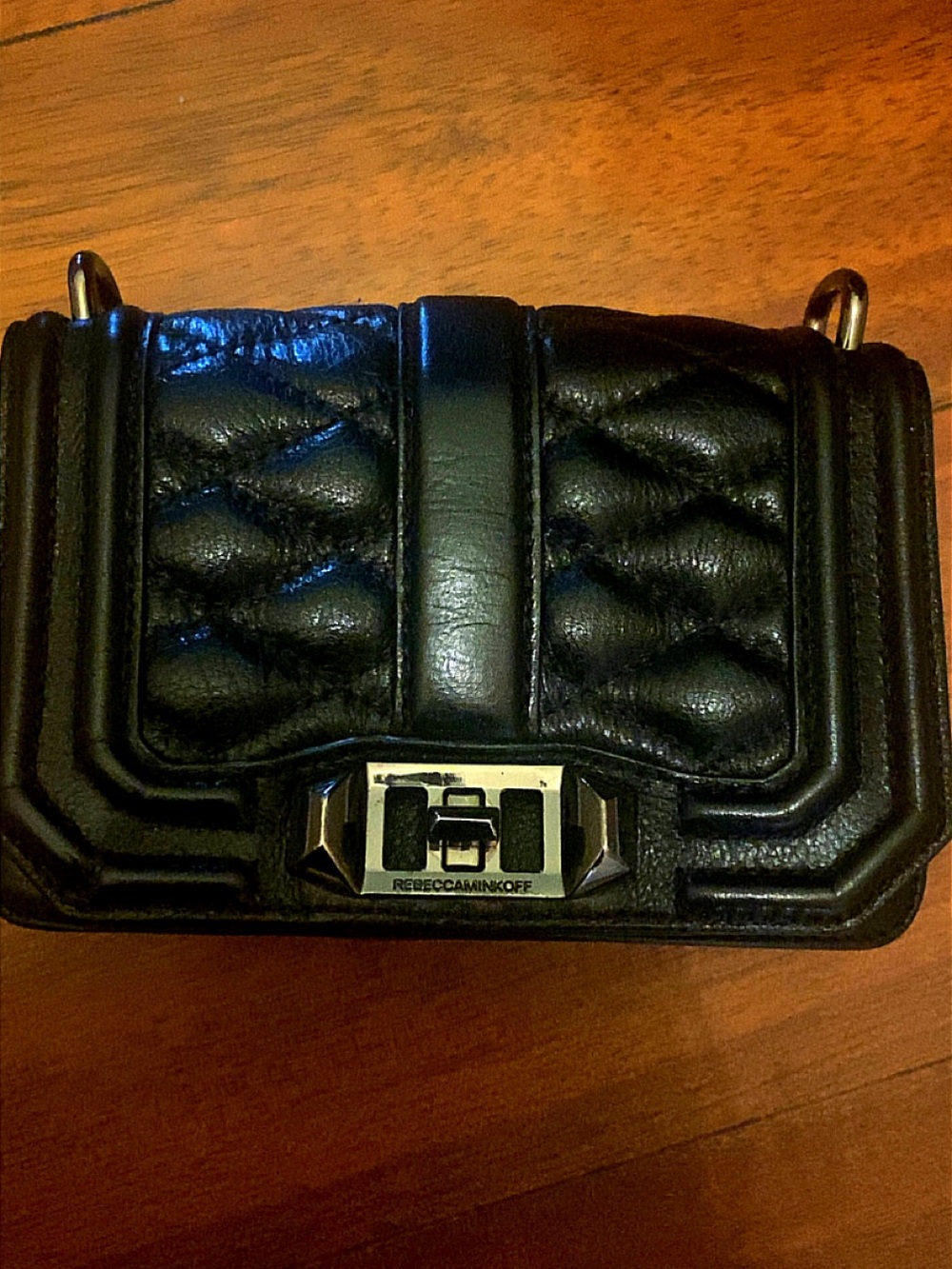 Rebecca Minkoff Black Quilted Leather Mini Crossbody with Turnlock